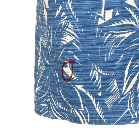 Tory Burch Gulf Shore Tabora Blue & Cream Linen Blend Sheath Mini Dress SZ M - Picture 11 of 13